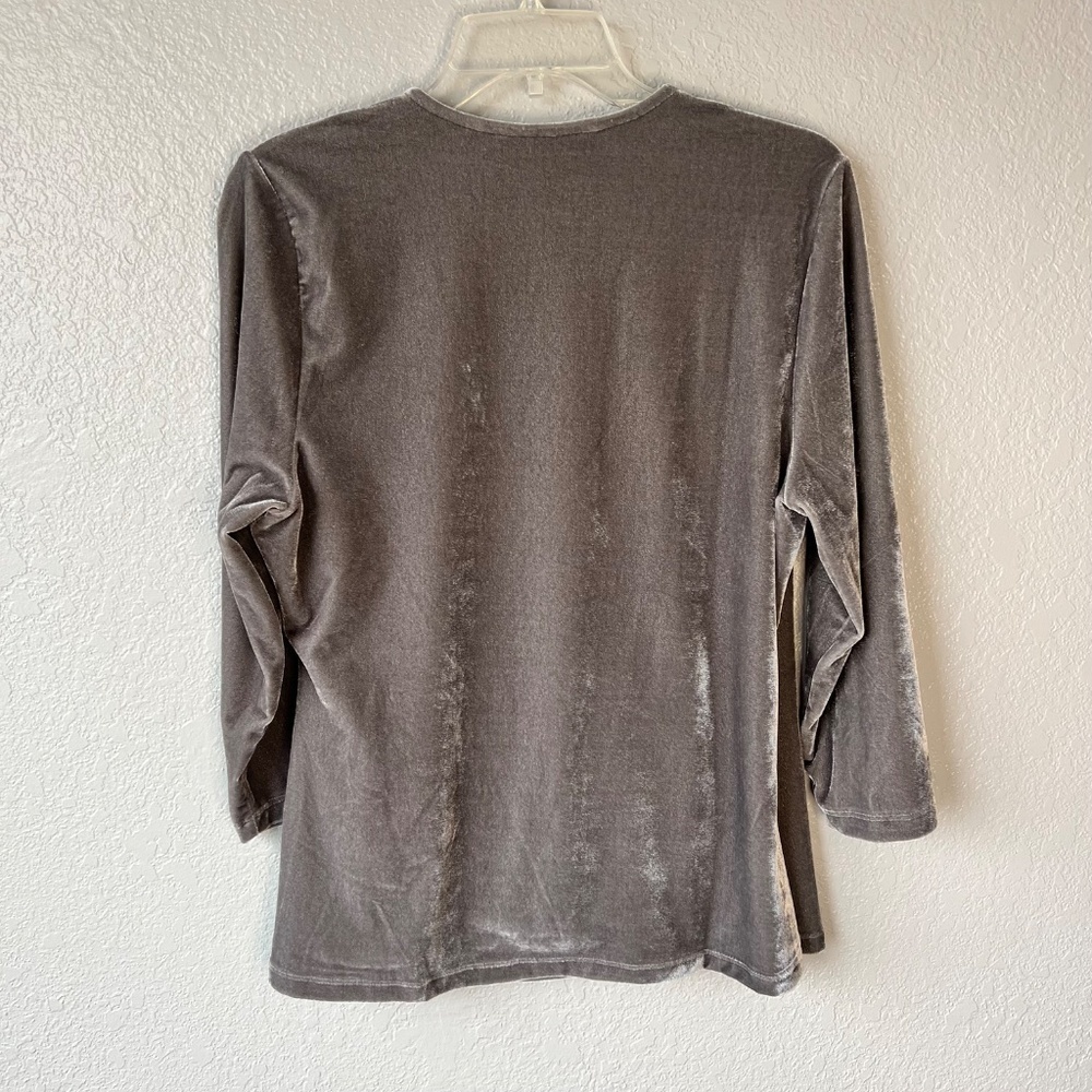 *FIRM PRICE* Soft Surroundings Alyssa Velvet Crossover Ruched Top - Picture 4 of 11